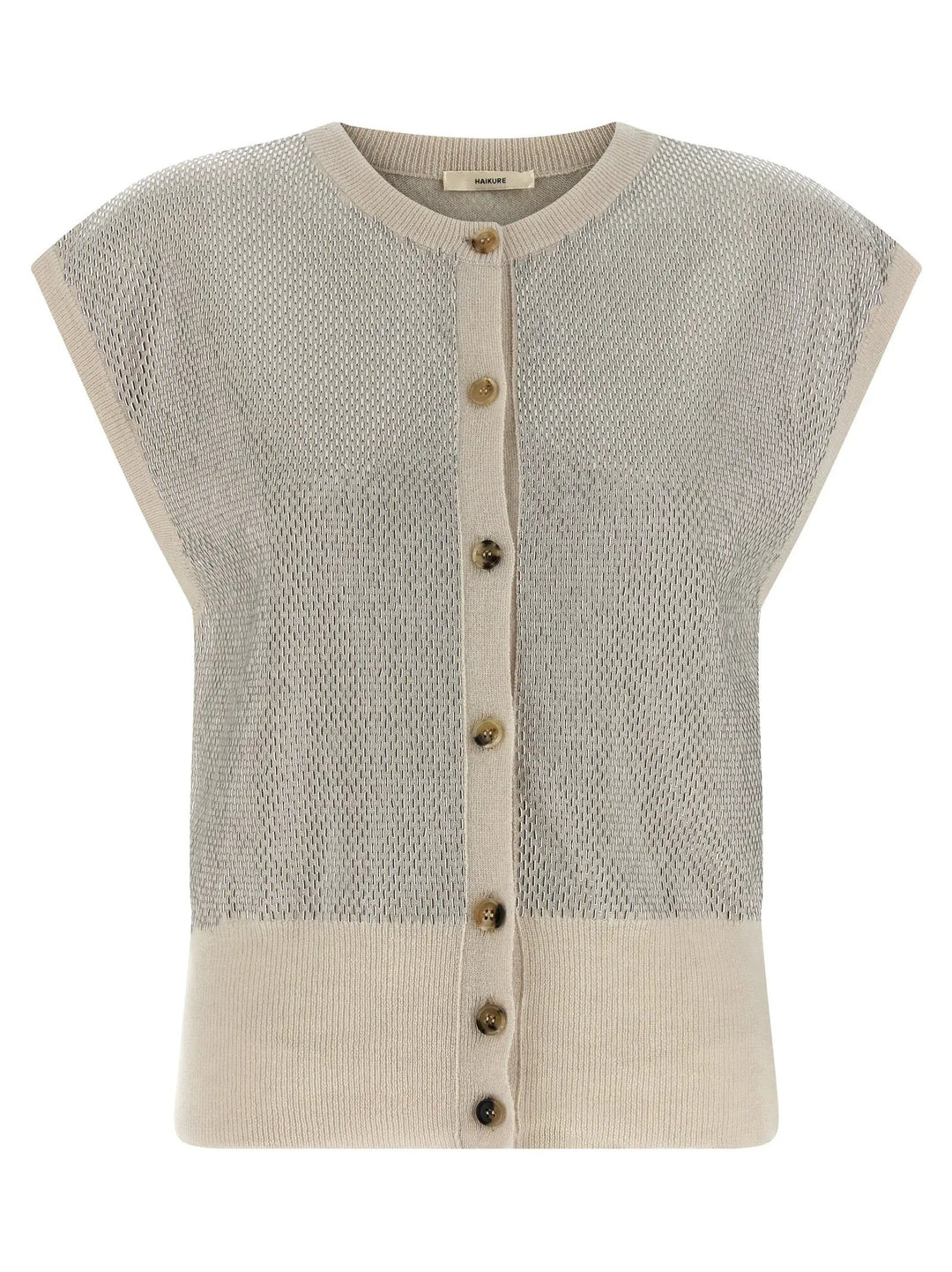 Haikure Beige Virgin Wool Sleeveless Jacket