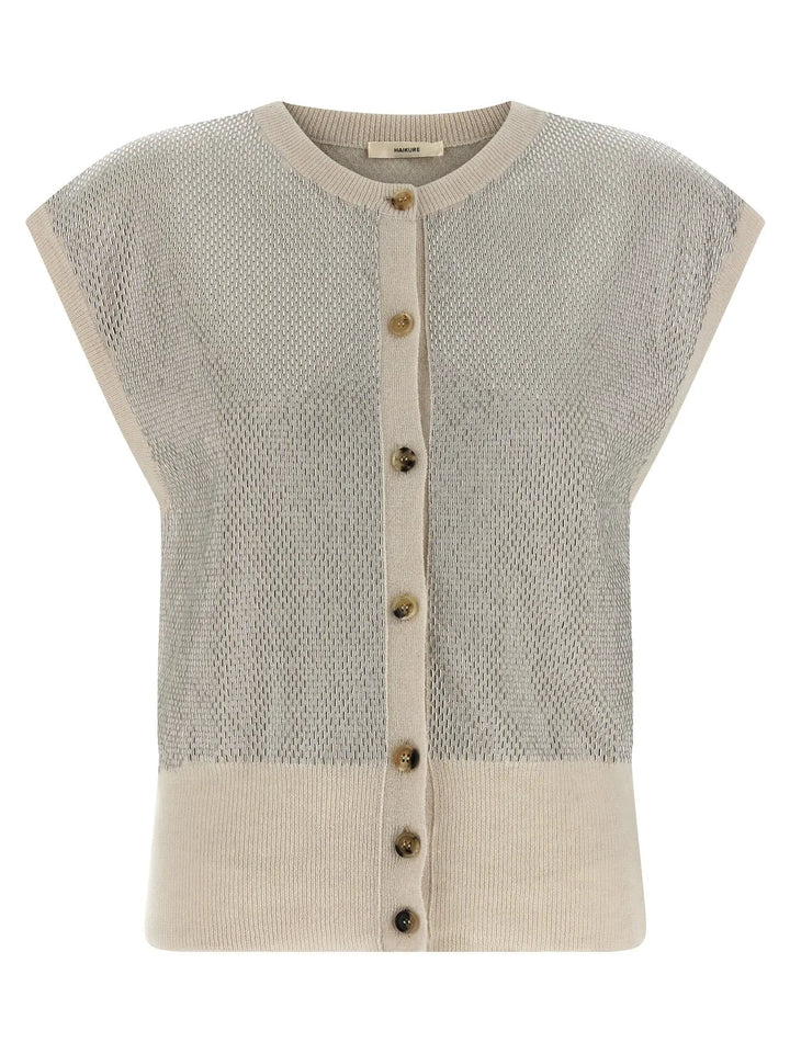 Haikure Beige Virgin Wool Sleeveless Jacket