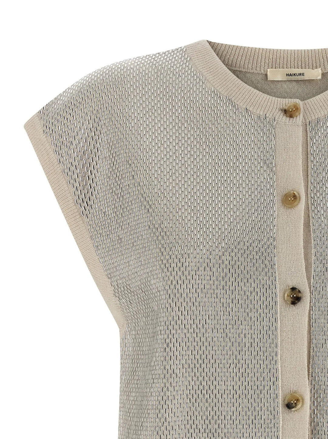 Haikure Beige Virgin Wool Sleeveless Jacket