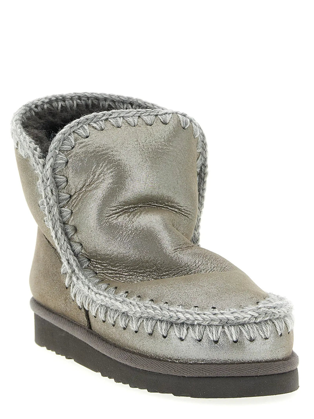 Mou Silver Lambskin Ankle Boots