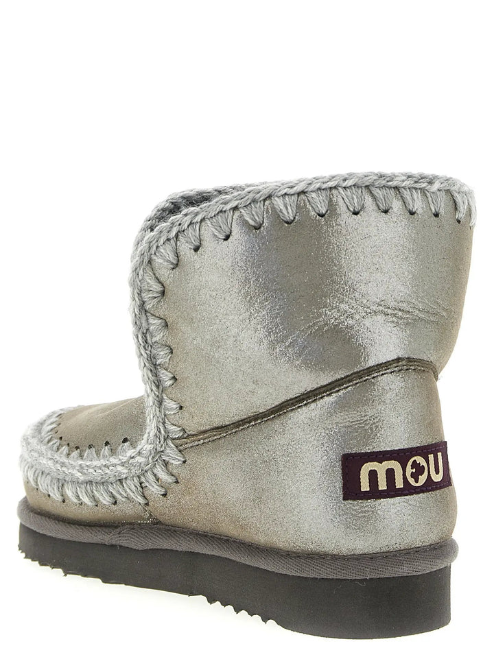 Mou Silver Lambskin Ankle Boots