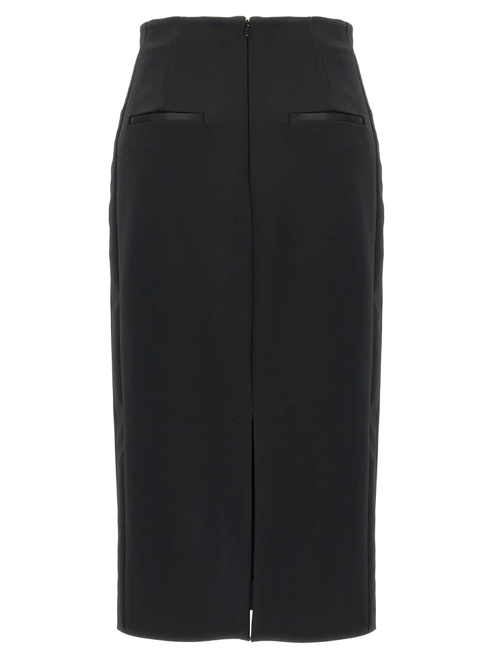 Max Mara Black Viscose Midi Skirt