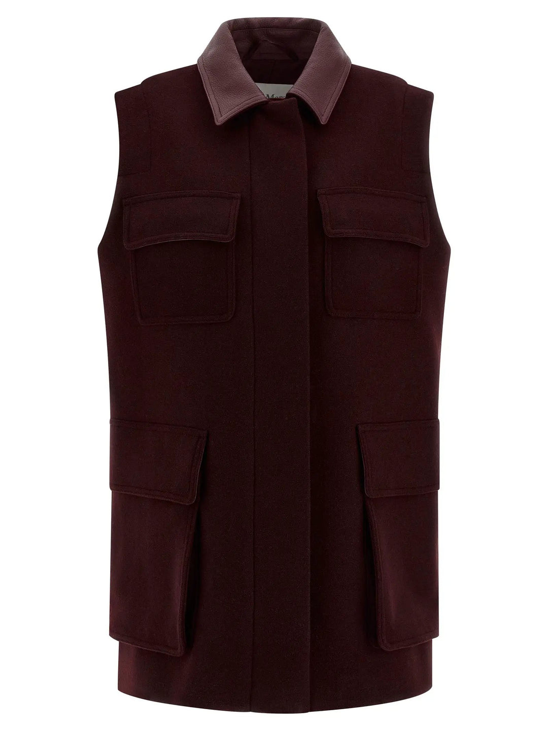 Max Mara Bordeaux Virgin Wool Sleeveless Jacket