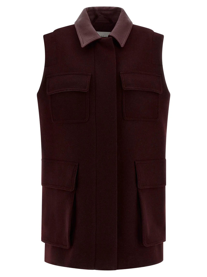 Max Mara Bordeaux Virgin Wool Sleeveless Jacket