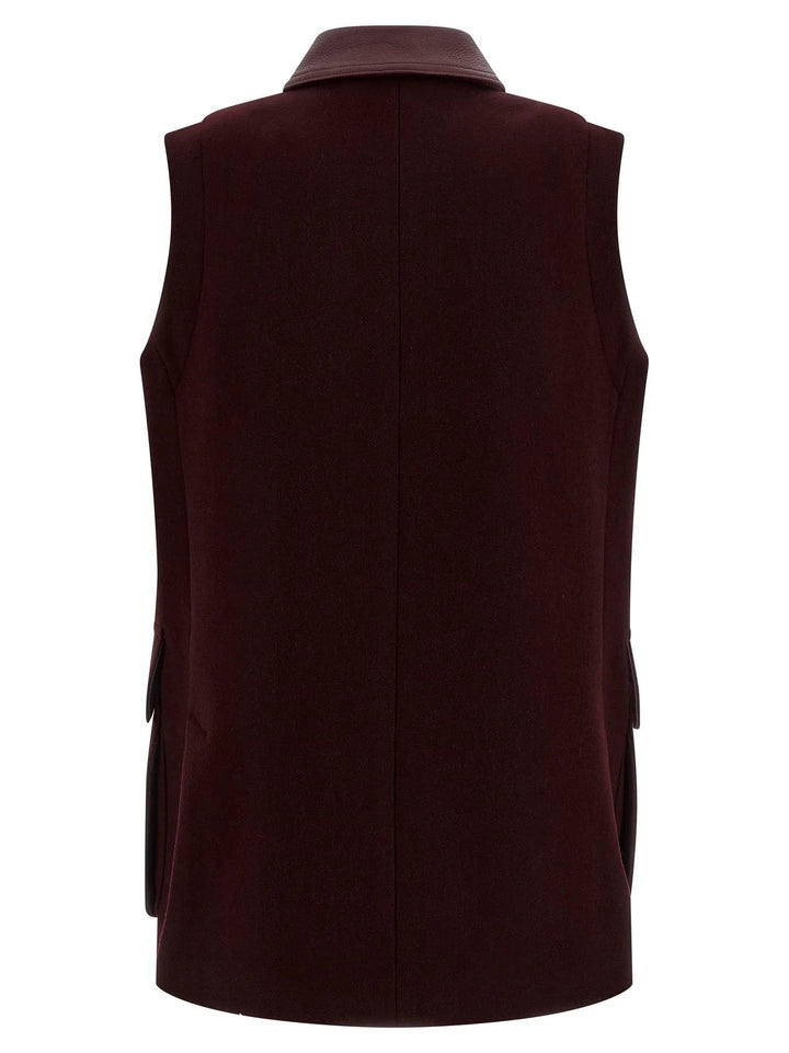 Max Mara Bordeaux Virgin Wool Sleeveless Jacket