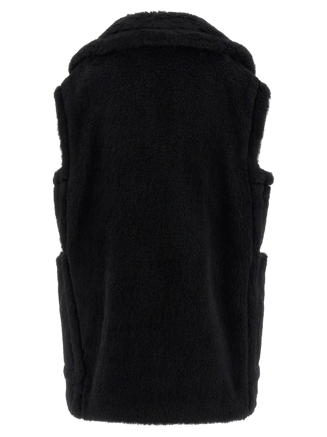 Max Mara Black Alpaca Leather Sleeveless Jacket