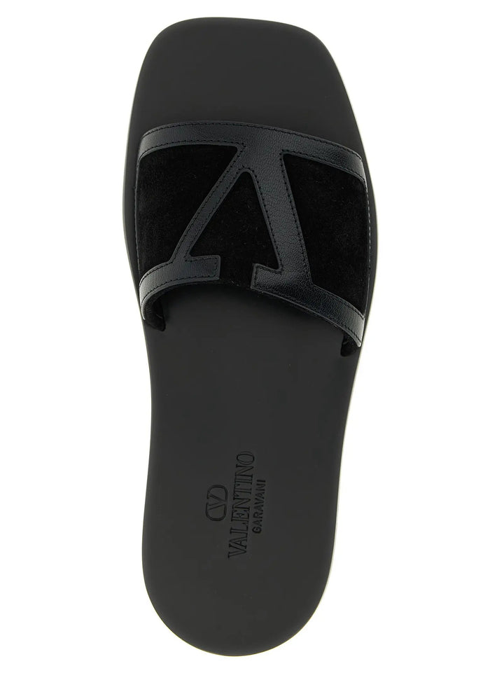 Valentino Garavani Black Calfskin Slides