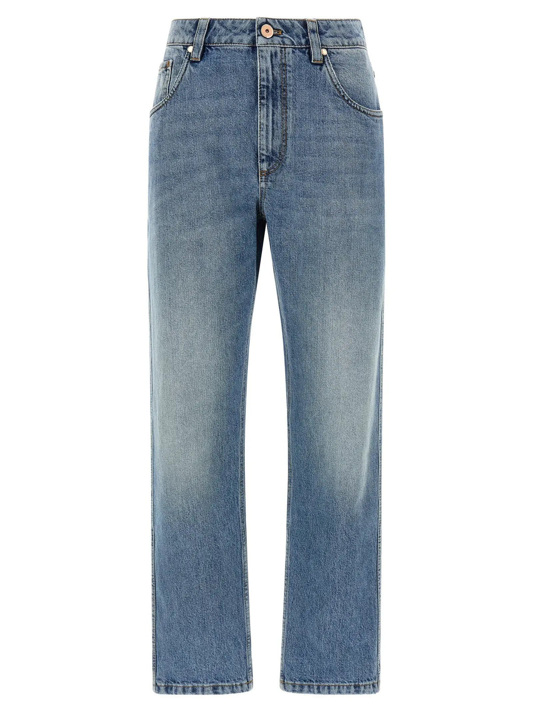 Brunello Cucinelli Blue Cotton Straight-Leg Jeans