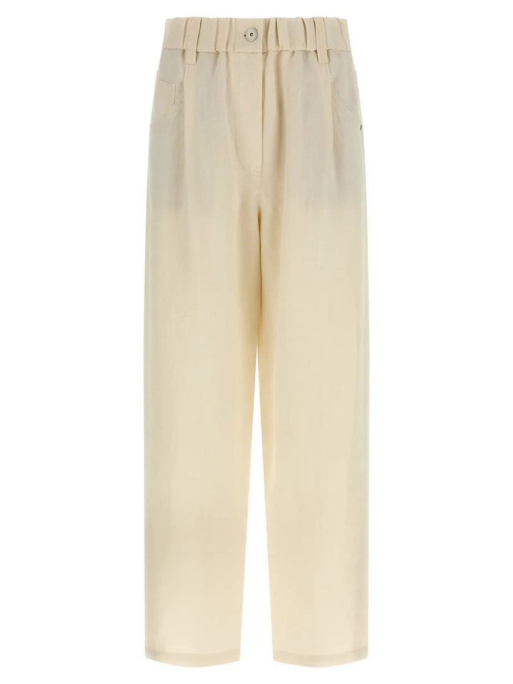 Brunello Cucinelli White Viscose Casual Pants