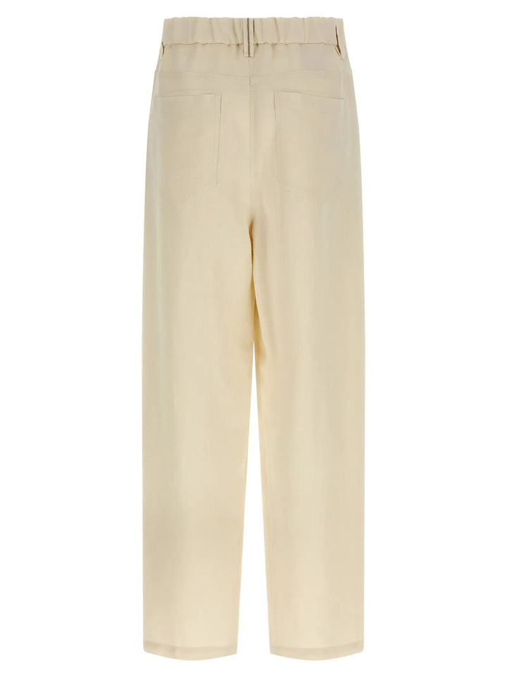 Brunello Cucinelli White Viscose Casual Pants