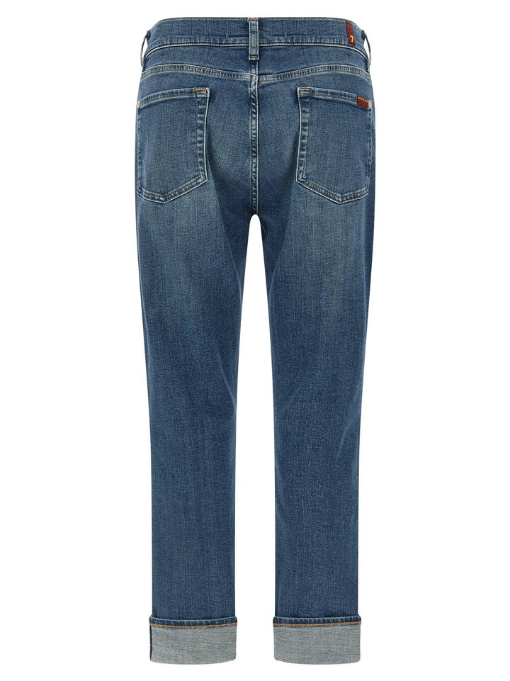 7 For All Mankind Blue Cotton Relaxed Fit Jeans