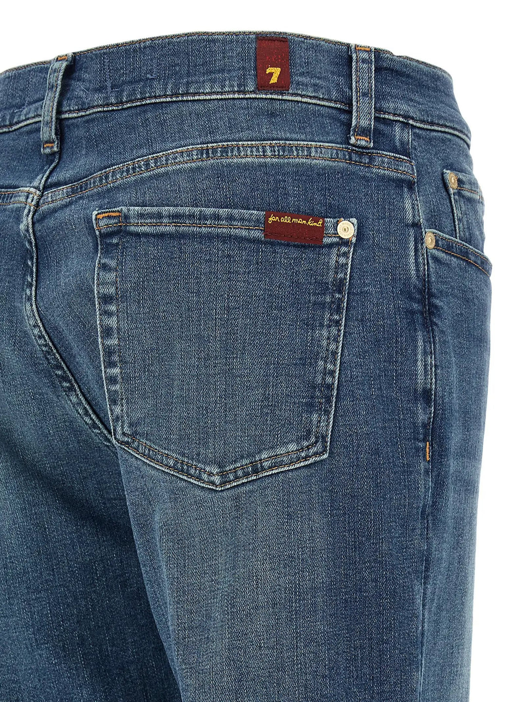 7 For All Mankind Blue Cotton Relaxed Fit Jeans