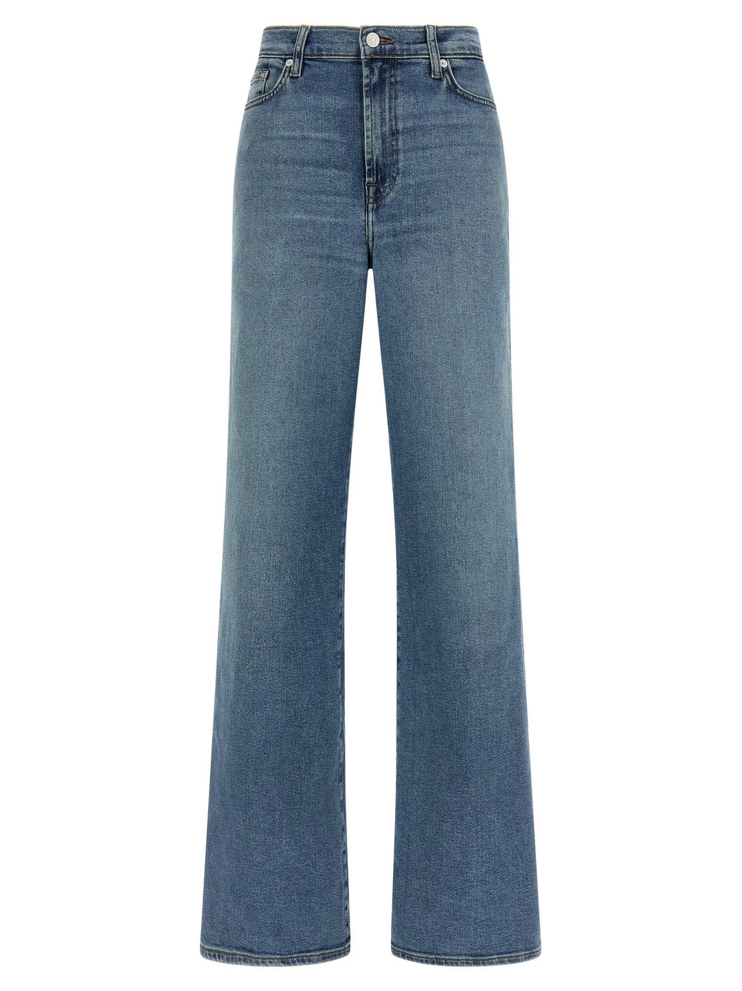 7 For All Mankind Blue Cotton Straight-Leg Jeans