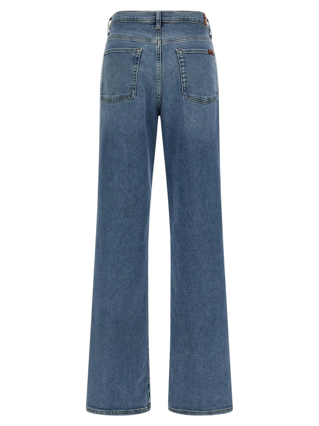 7 For All Mankind Blue Cotton Straight-Leg Jeans
