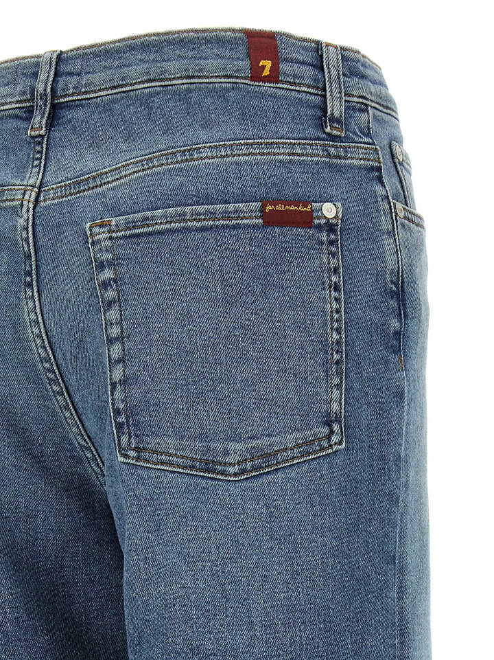 7 For All Mankind Blue Cotton Straight-Leg Jeans