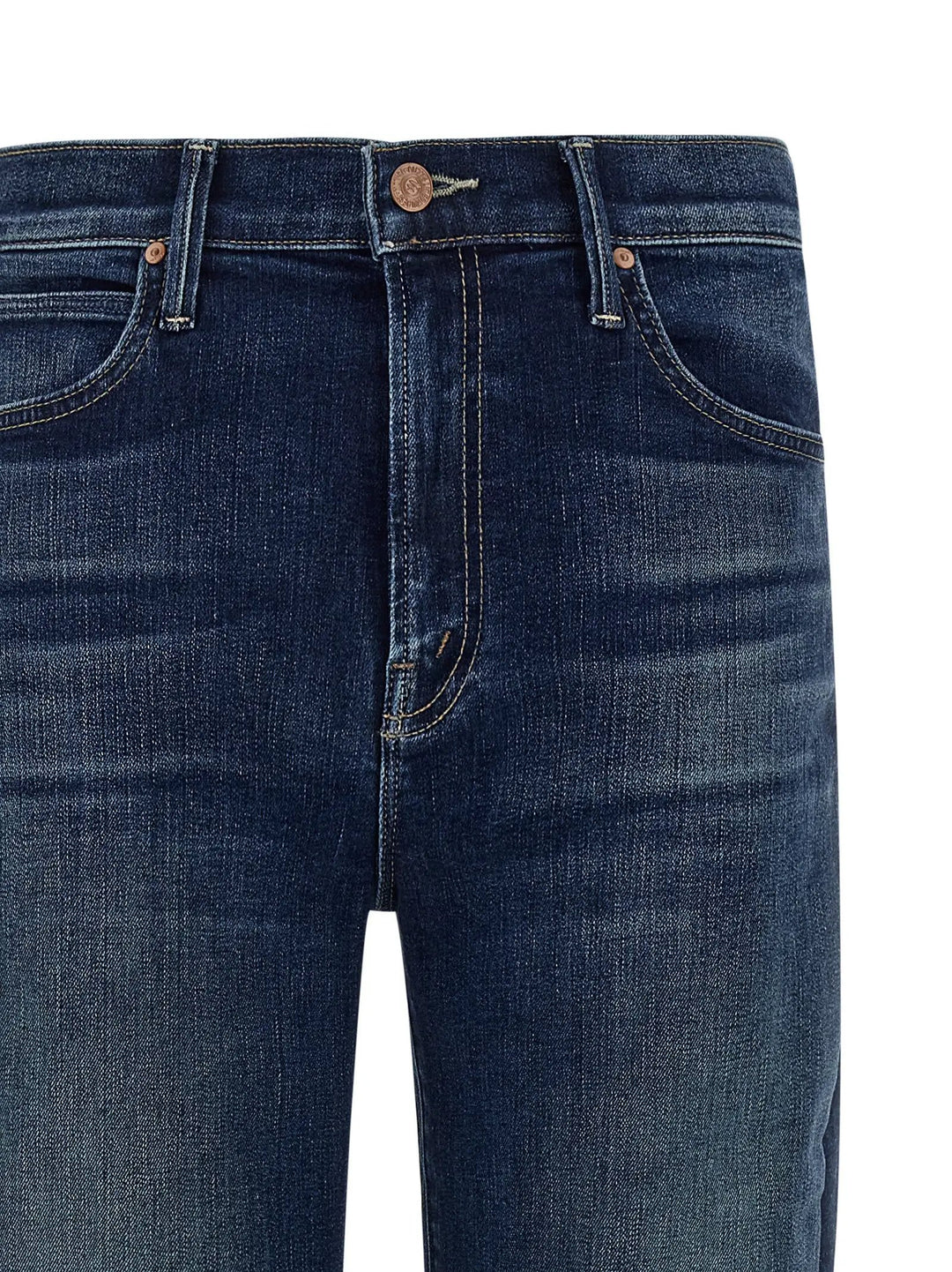 Mother Denim Blue Cotton Straight-Leg Jeans