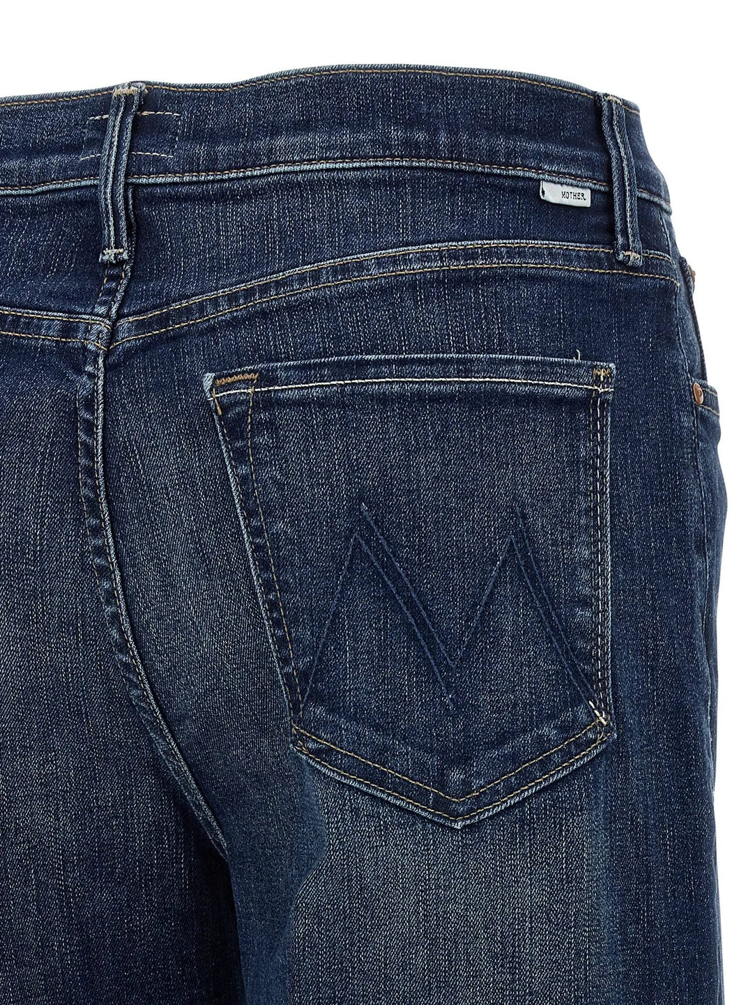 Mother Denim Blue Cotton Straight-Leg Jeans