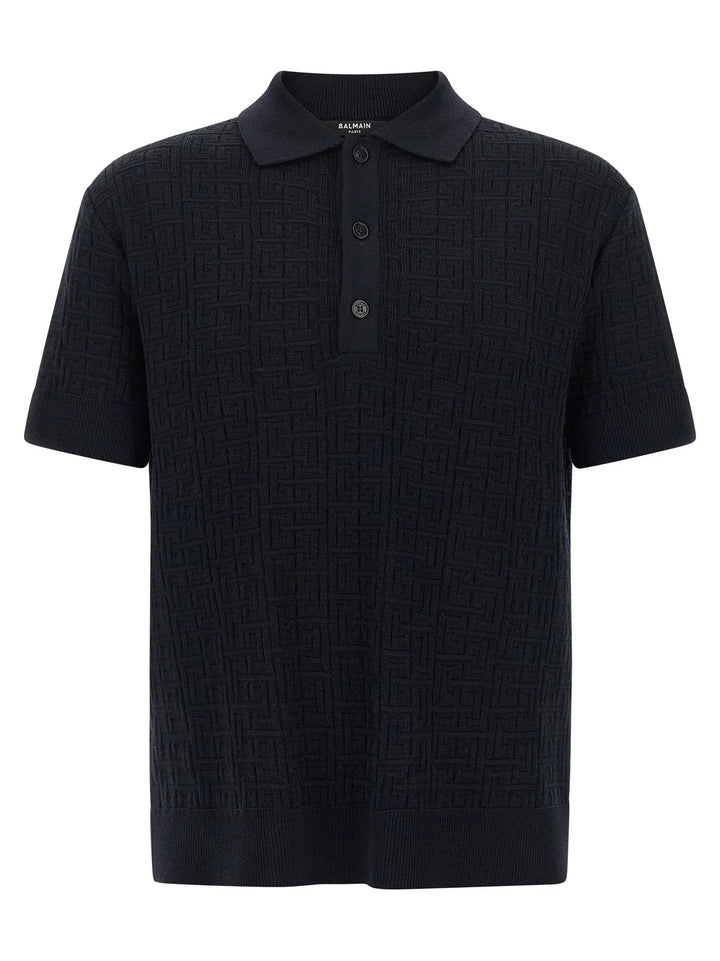 Balmain Blue Wool Polo Shirt