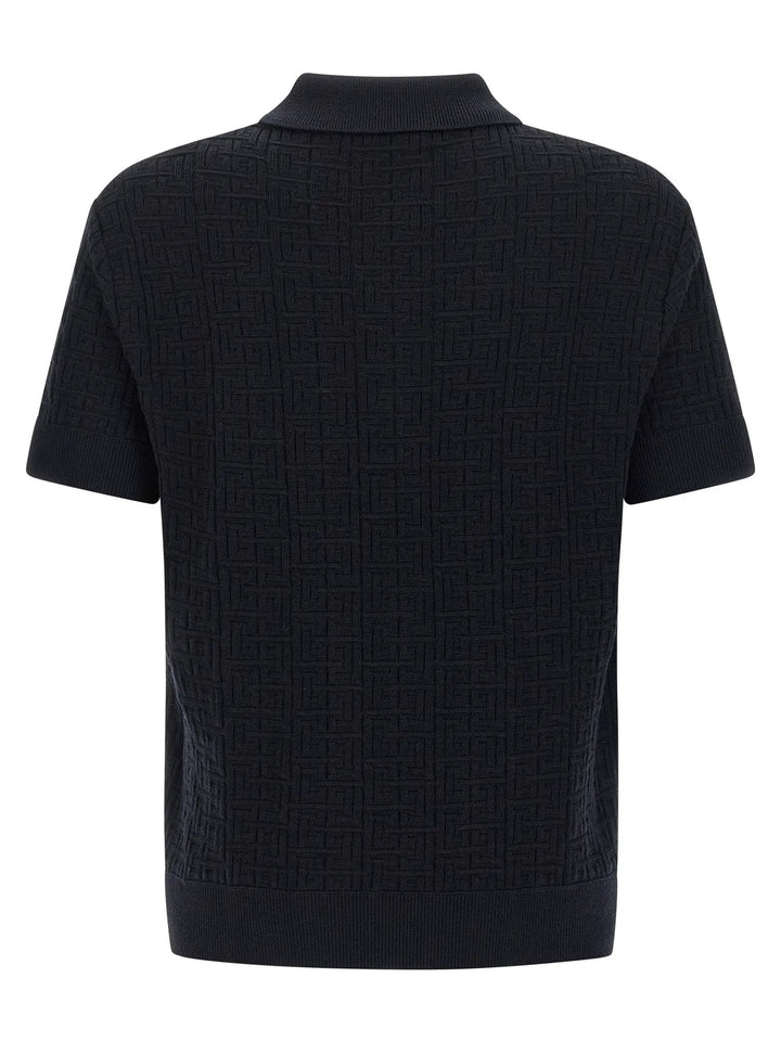 Balmain Blue Wool Polo Shirt