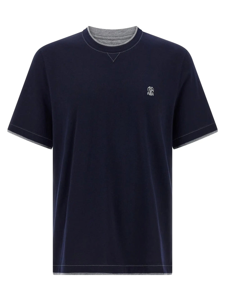 Brunello Cucinelli Blue Cotton T-Shirt