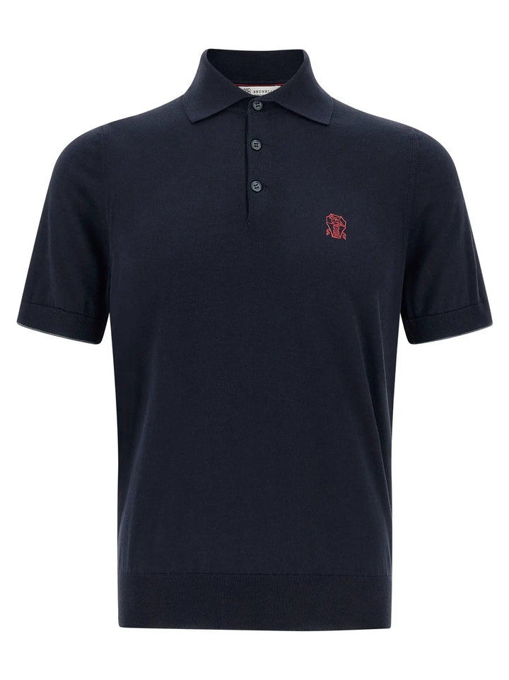 Brunello Cucinelli Blue Cotton Polo Shirt