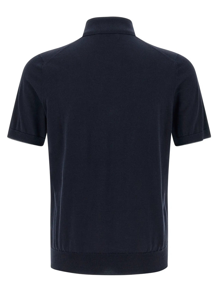 Brunello Cucinelli Blue Cotton Polo Shirt