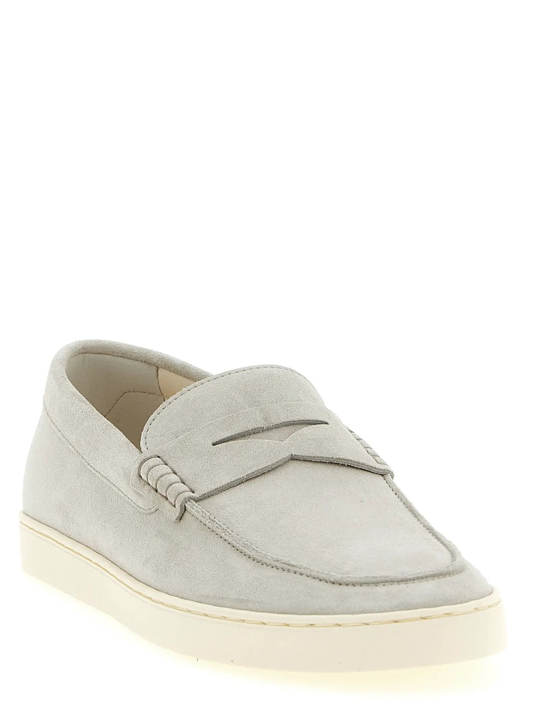 Brunello Cucinelli Gray Calfskin Slip-On Loafers