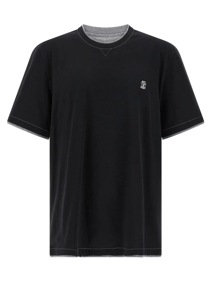 Brunello Cucinelli Black Cotton T-Shirt
