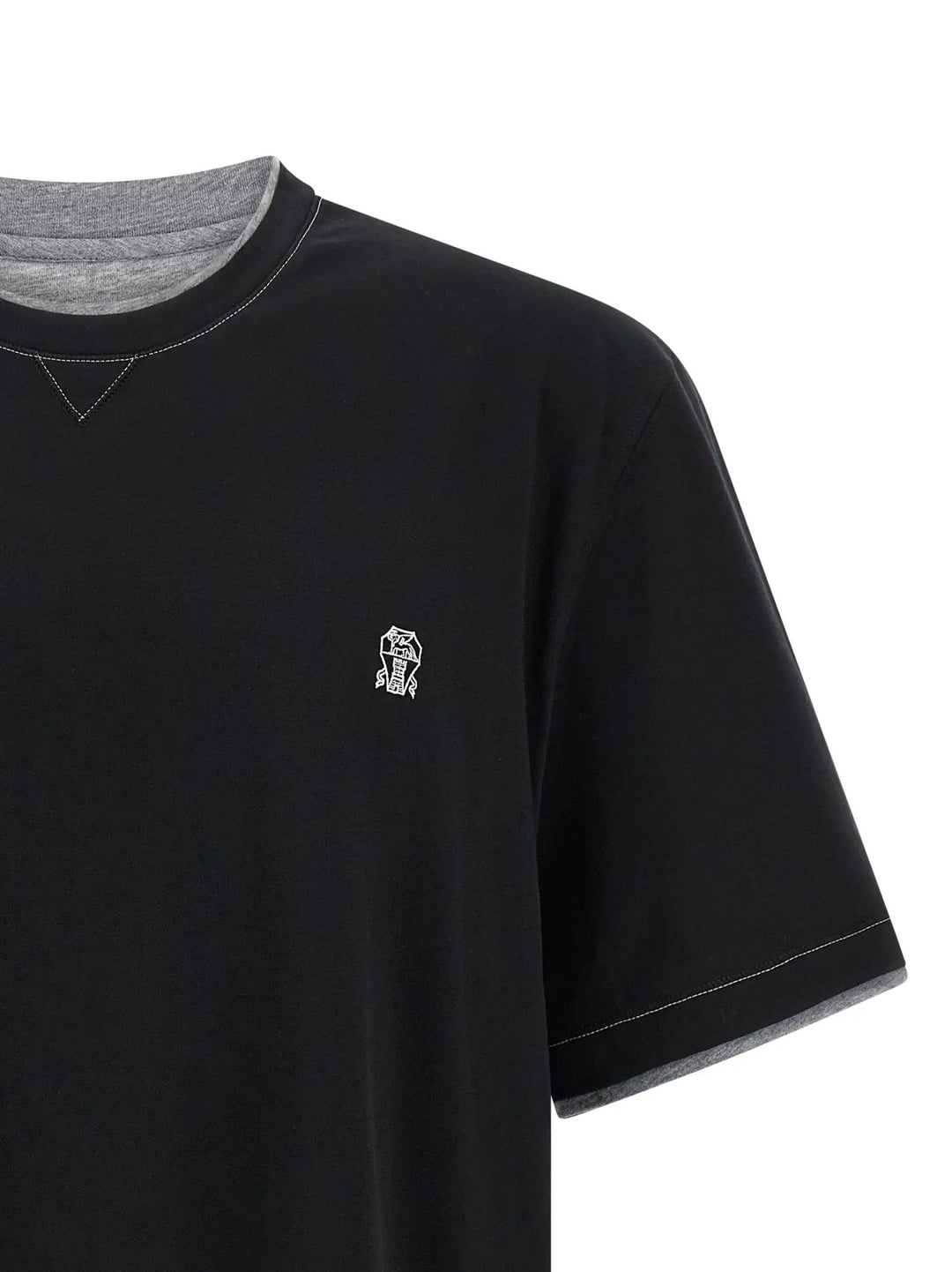Brunello Cucinelli Black Cotton T-Shirt