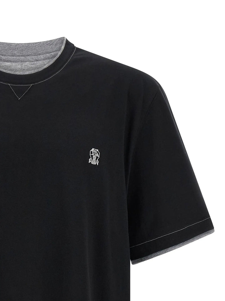 Brunello Cucinelli Black Cotton T-Shirt