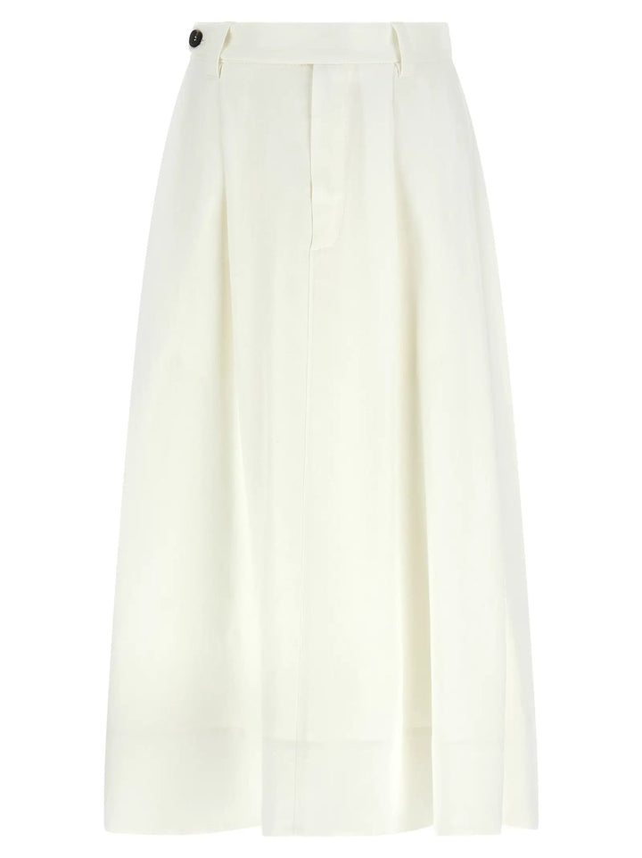 Brunello Cucinelli White Viscose Midi Skirt