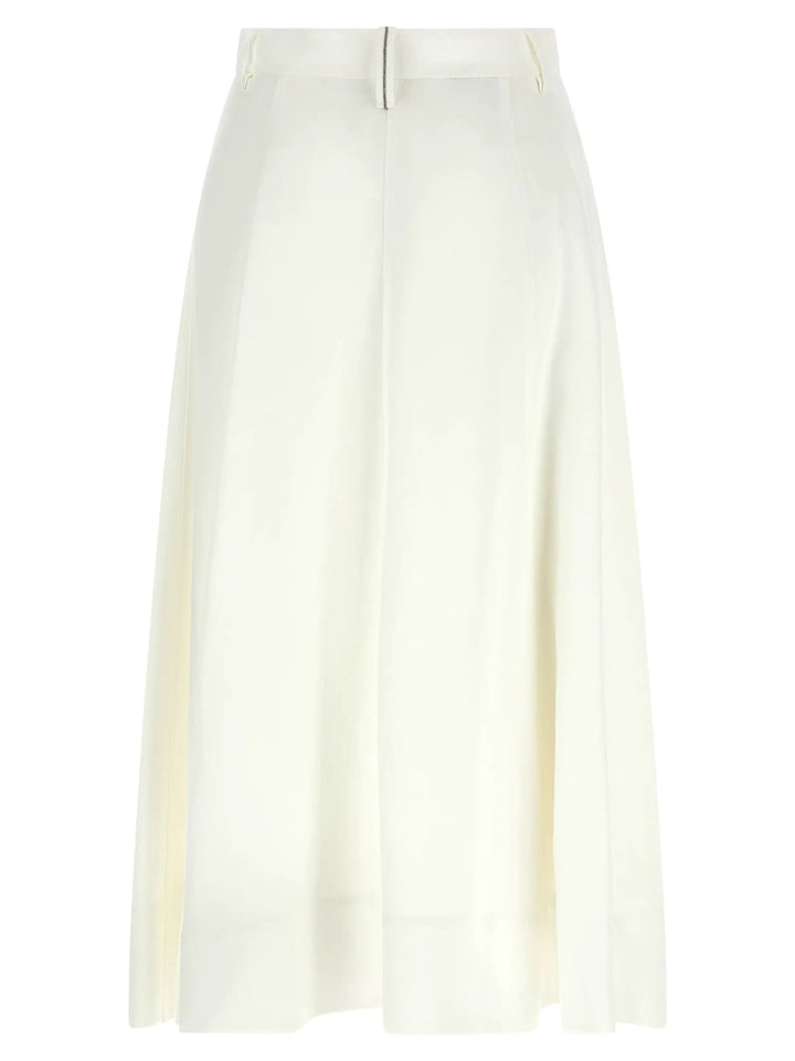 Brunello Cucinelli White Viscose Midi Skirt