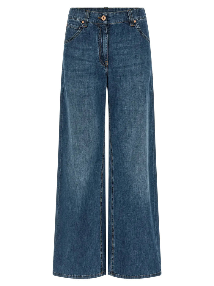 Brunello Cucinelli Blue Cotton Relaxed Fit Jeans