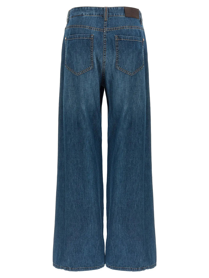 Brunello Cucinelli Blue Cotton Relaxed Fit Jeans