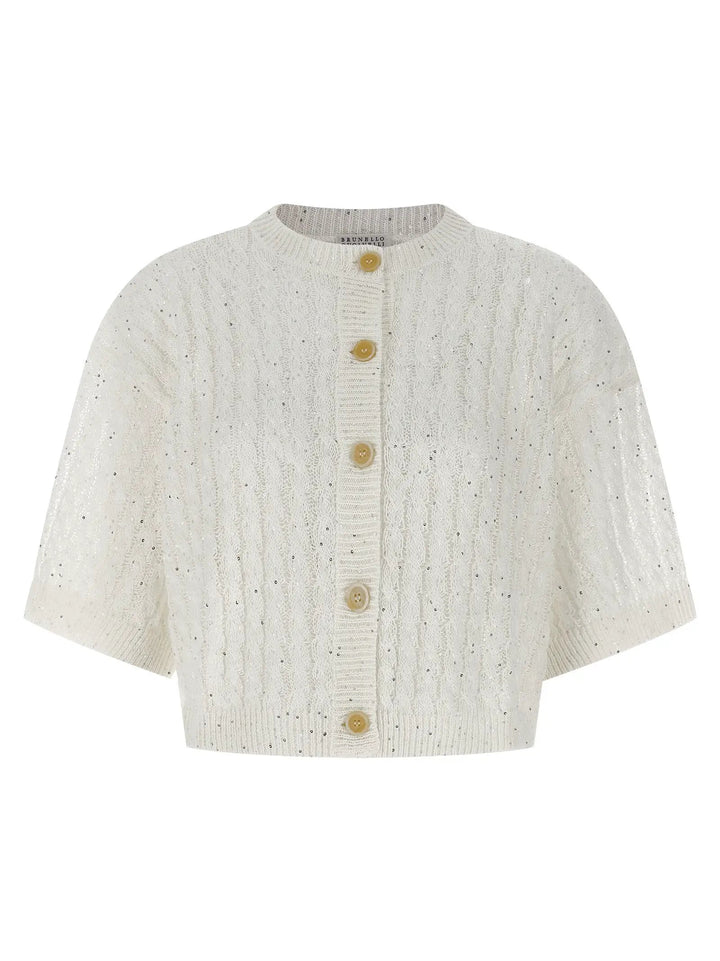 Brunello Cucinelli White Linen Cardigan