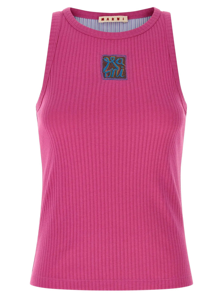 Marni Fuchsia Cotton Sleeveles T-Shirt