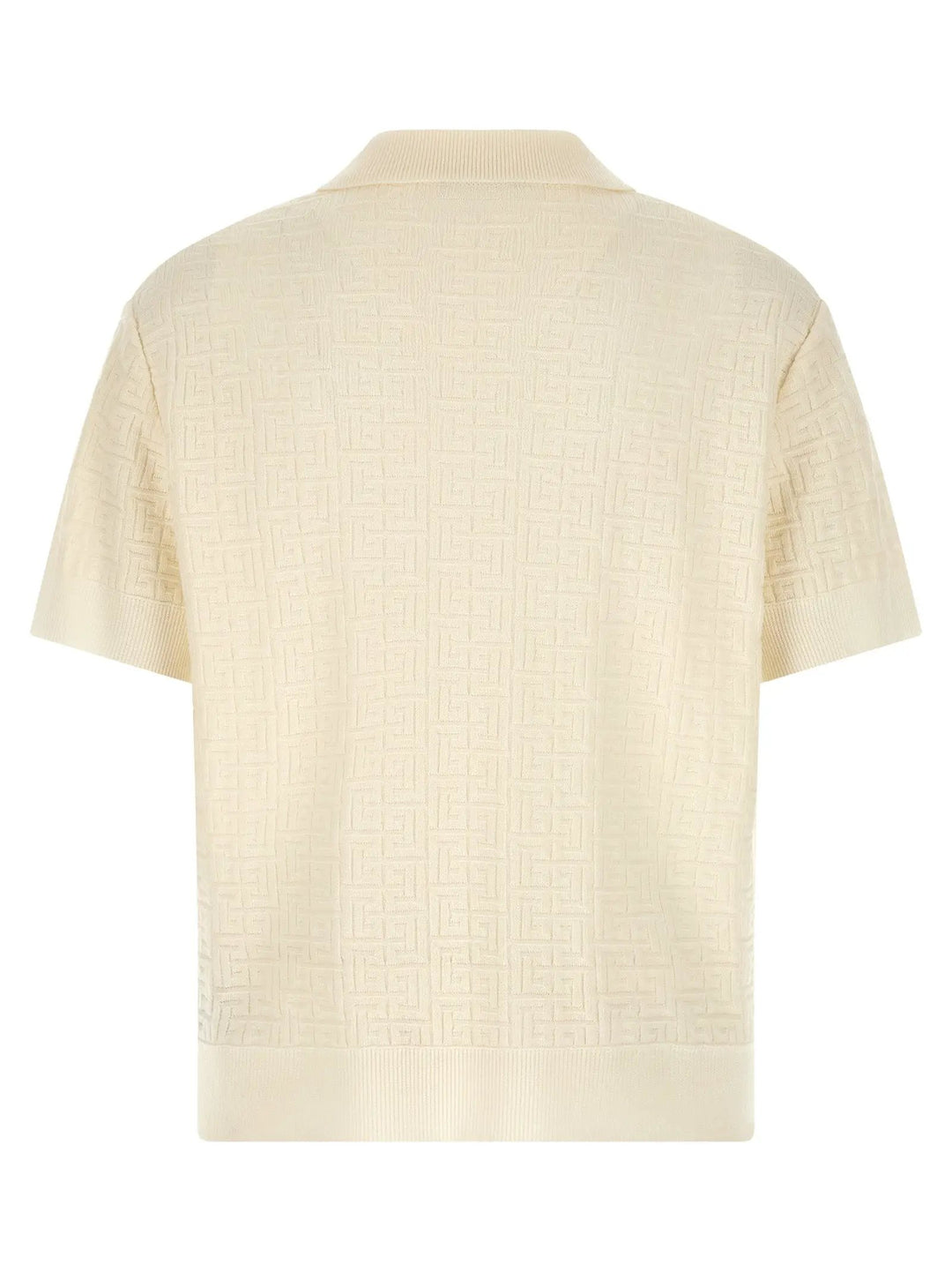 Balmain White Wool Polo Shirt