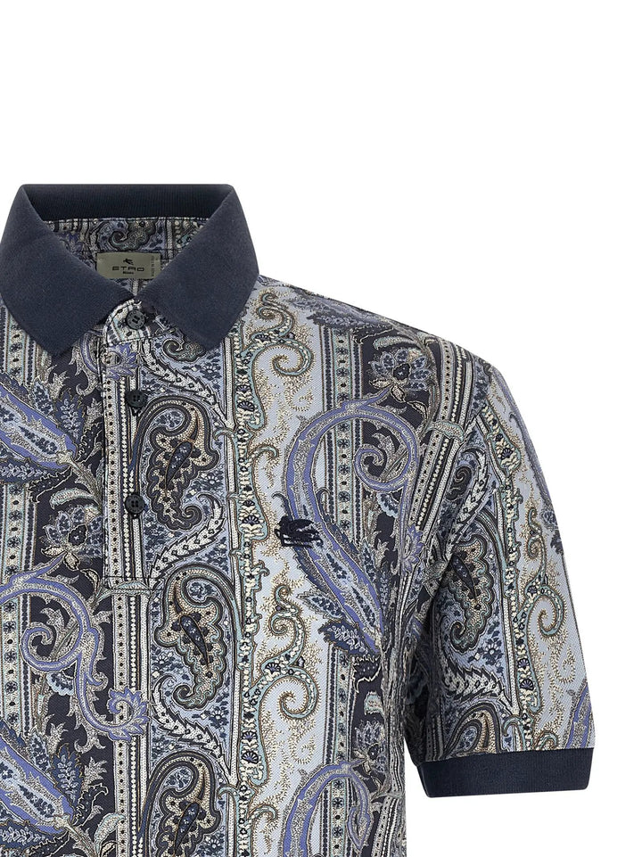 Etro Blue Cotton Polo Shirt