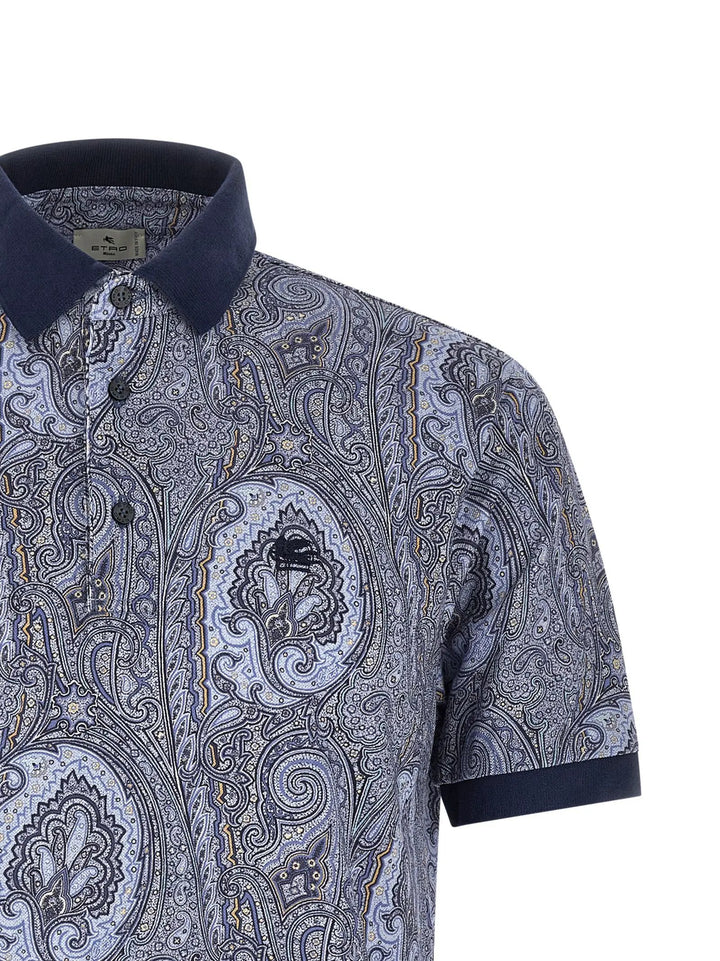 Etro Blue Cotton Polo Shirt
