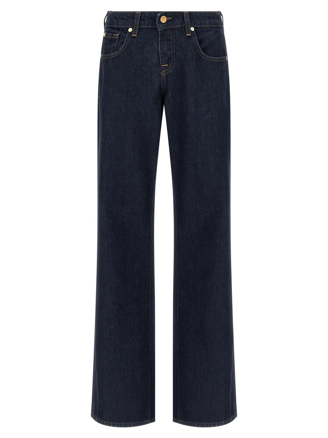 7 For All Mankind Blue Cotton Straight-Leg Jeans