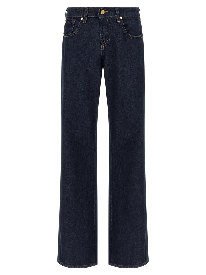 7 For All Mankind Blue Cotton Straight-Leg Jeans