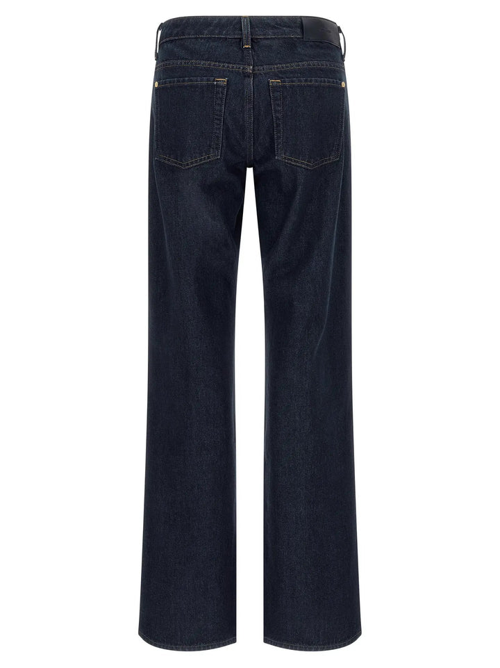 7 For All Mankind Blue Cotton Straight-Leg Jeans