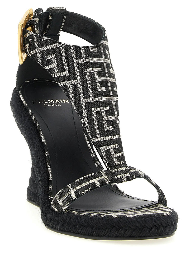 Balmain Black Polyester Wedge Sandals