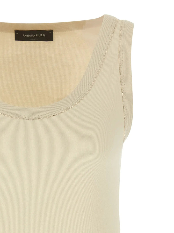 Fabiana Filippi Sample Sale | Fabiana Filippi Beige Cotton Tank Tops - | Designer outlet