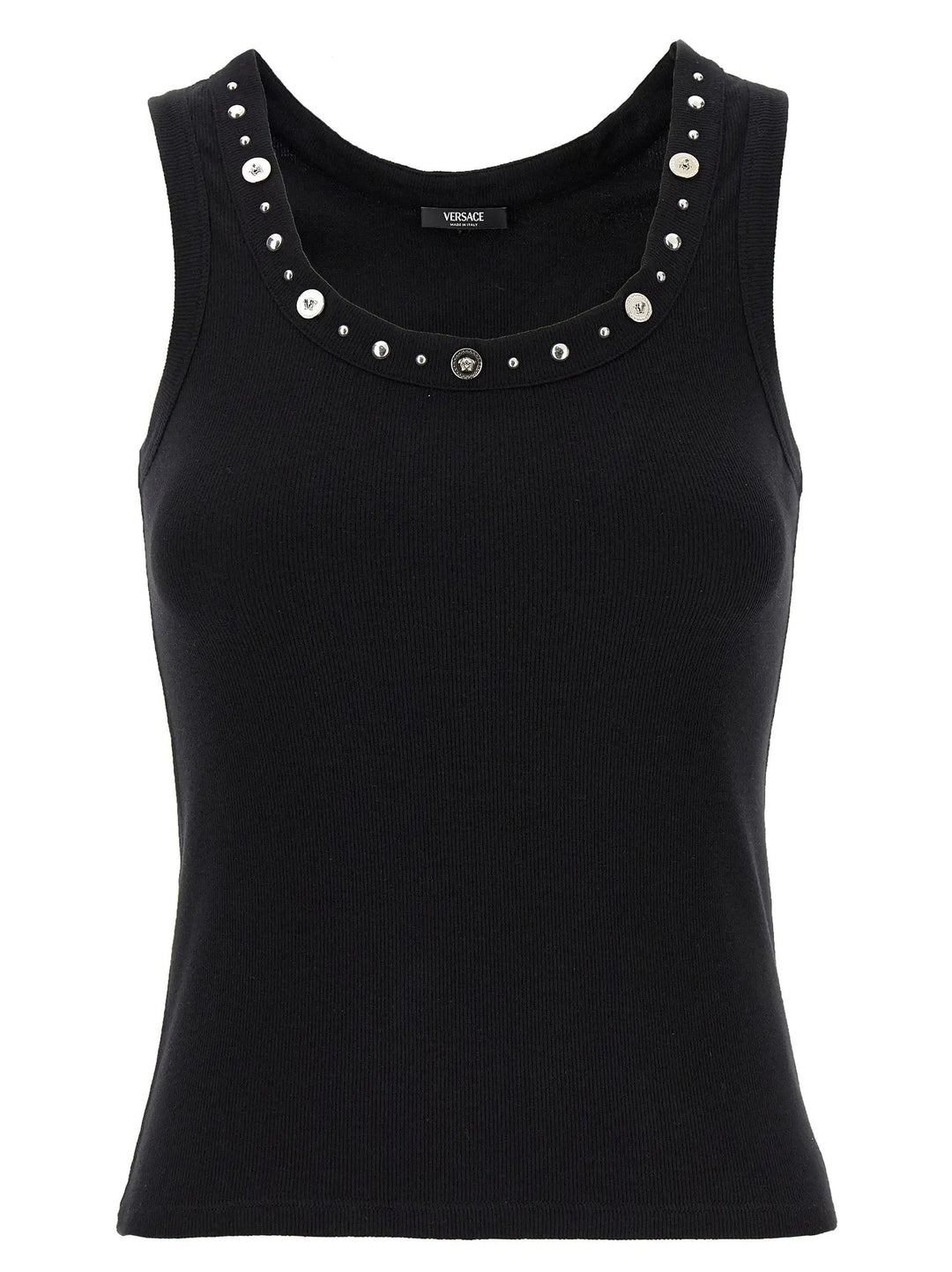 Versace Black Cotton Sleeveles T-Shirt