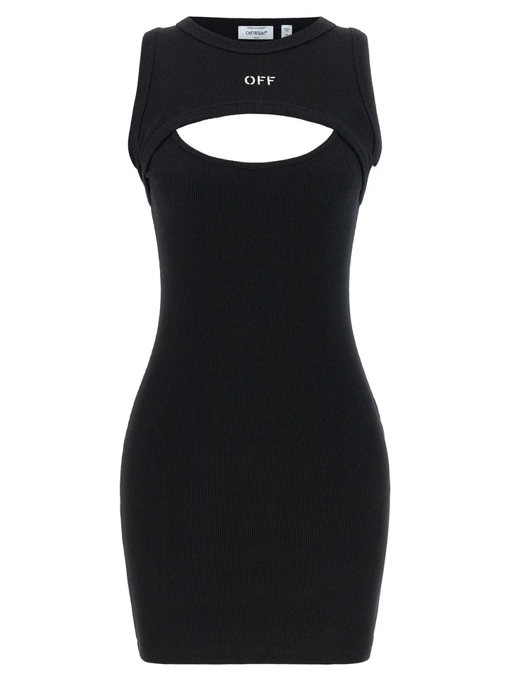 Off-White Sample Sale | Off-White Bicolor Cotton Short Dress - | Designer outlet