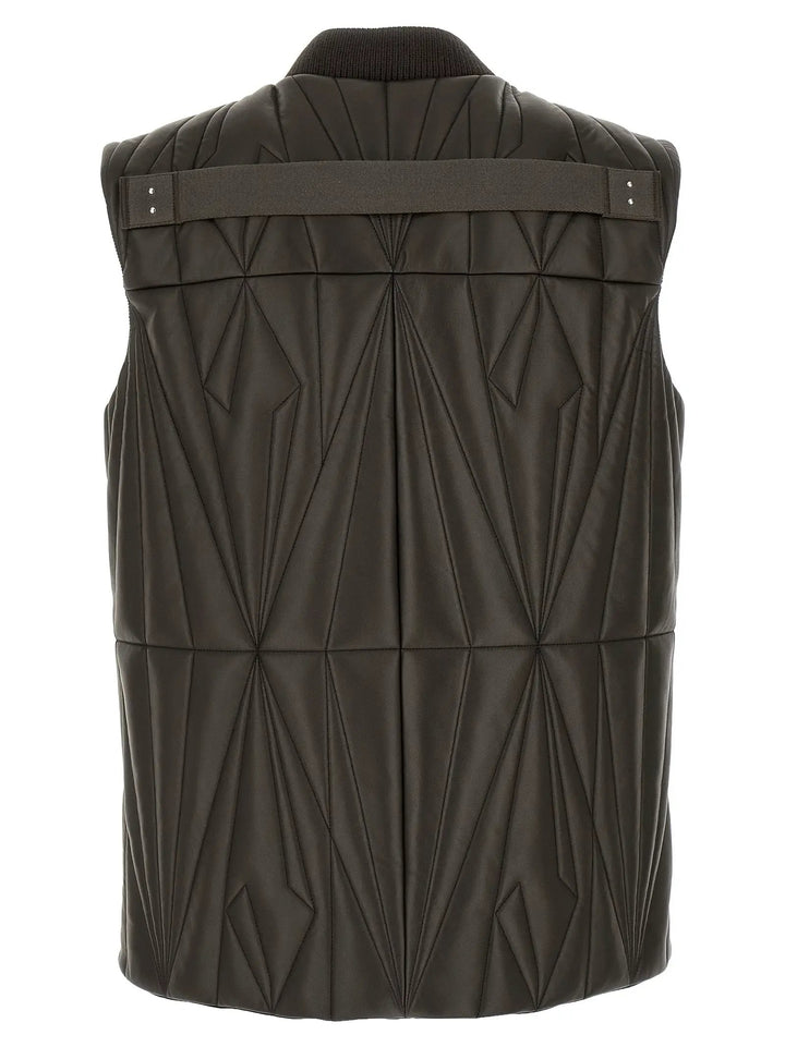 Rick Owens Brown Lamb Leather Sleeveless Jacket