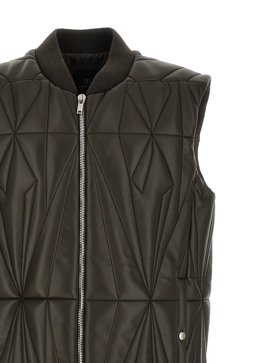 Rick Owens Brown Lamb Leather Sleeveless Jacket