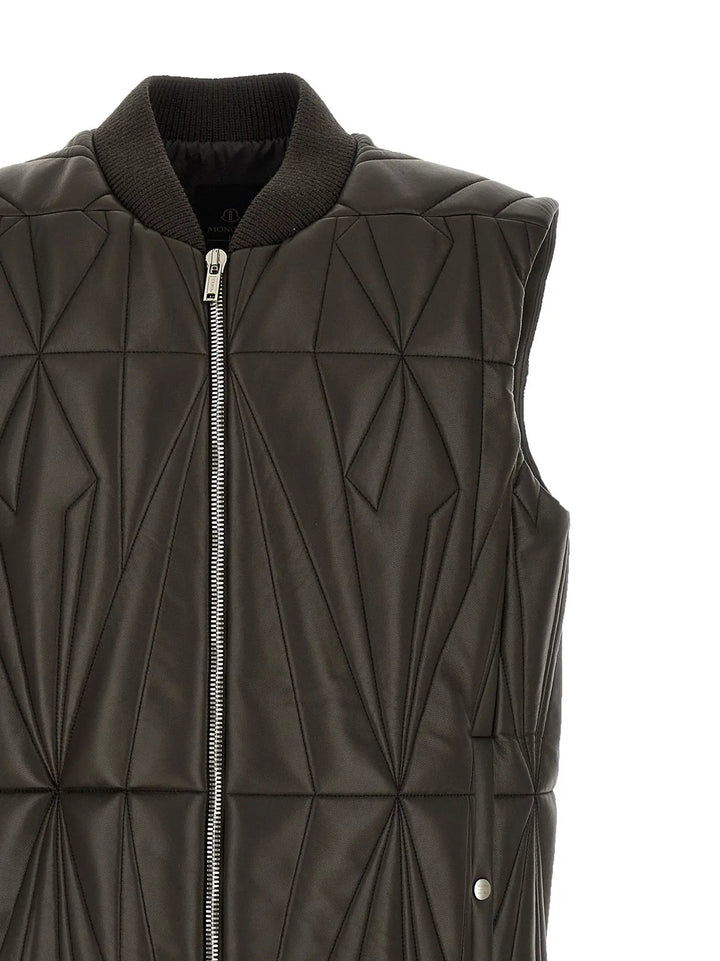 Rick Owens Brown Lamb Leather Sleeveless Jacket
