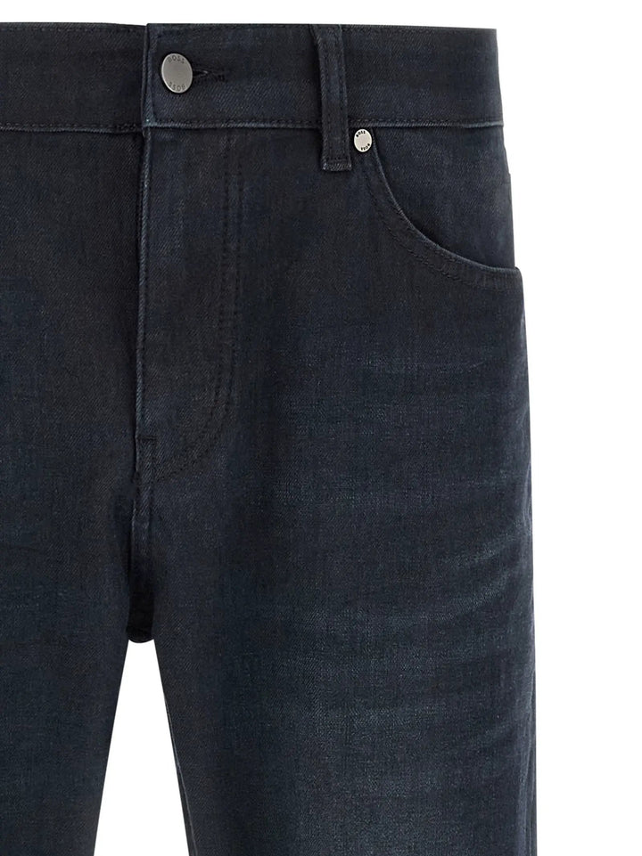 Hugo Boss Blue Cotton Straight-Leg Jeans